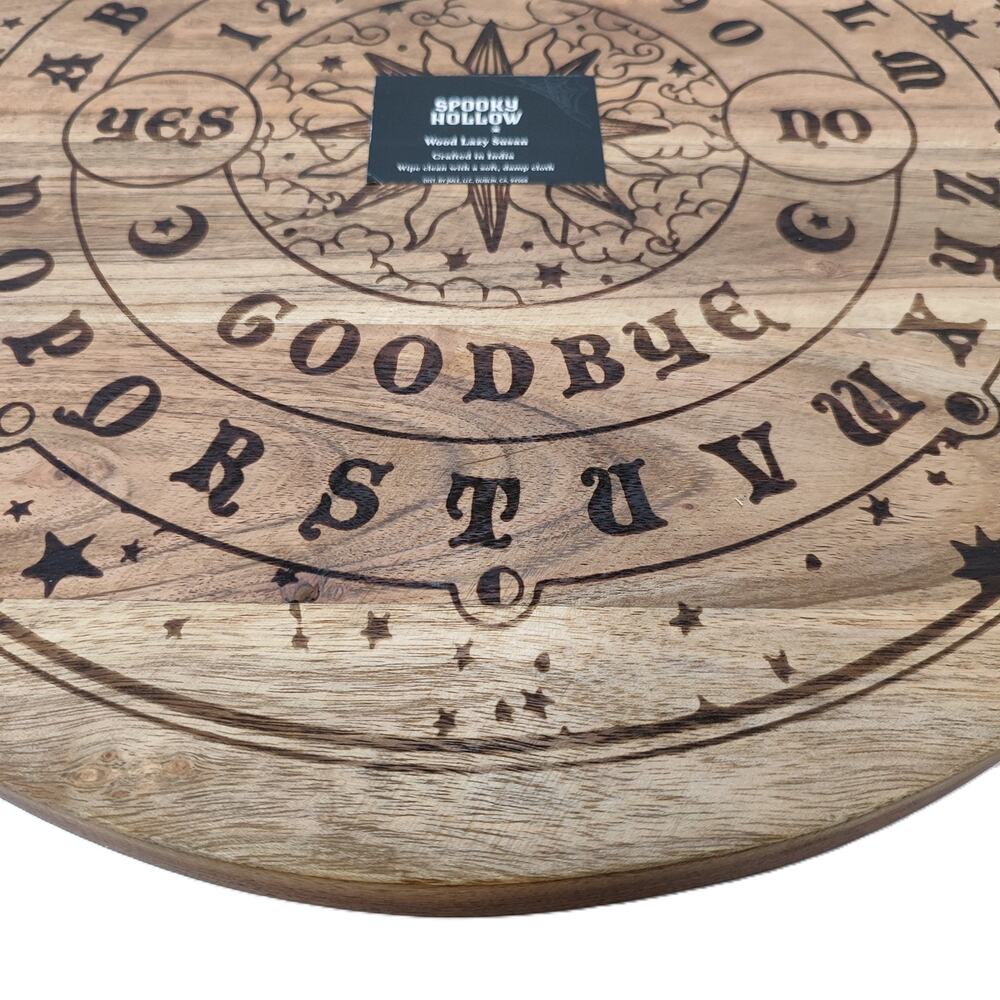 NWT Spooky Hollow 16" Solid Mango Wood Ouija Spirit Board Lazy Susan Heavy - Picture 2 of 6